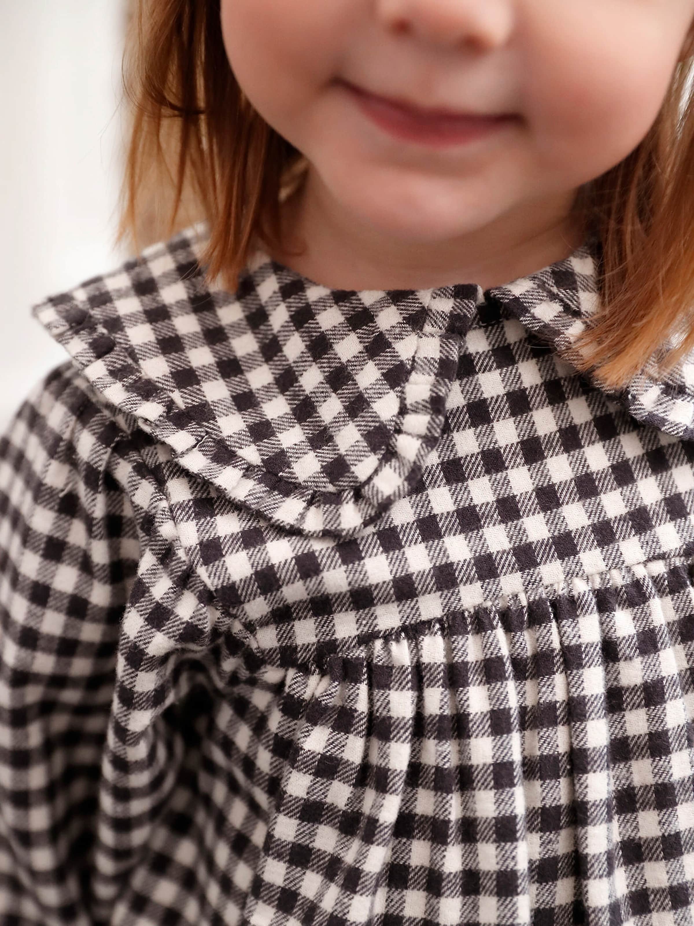 Vertbaudet Mädchen Baby-Set: Kariertes Kleid, Weste & Haarband schwarz kariert