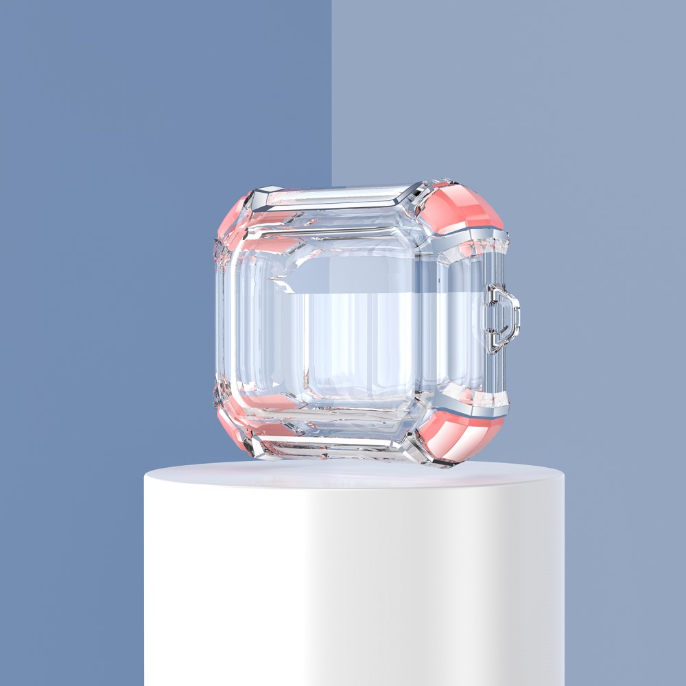 AirPods (3. Generation) Gummi Schutzhülle Air Cushion Fallschutz   Karabinerhaken - Rosa
