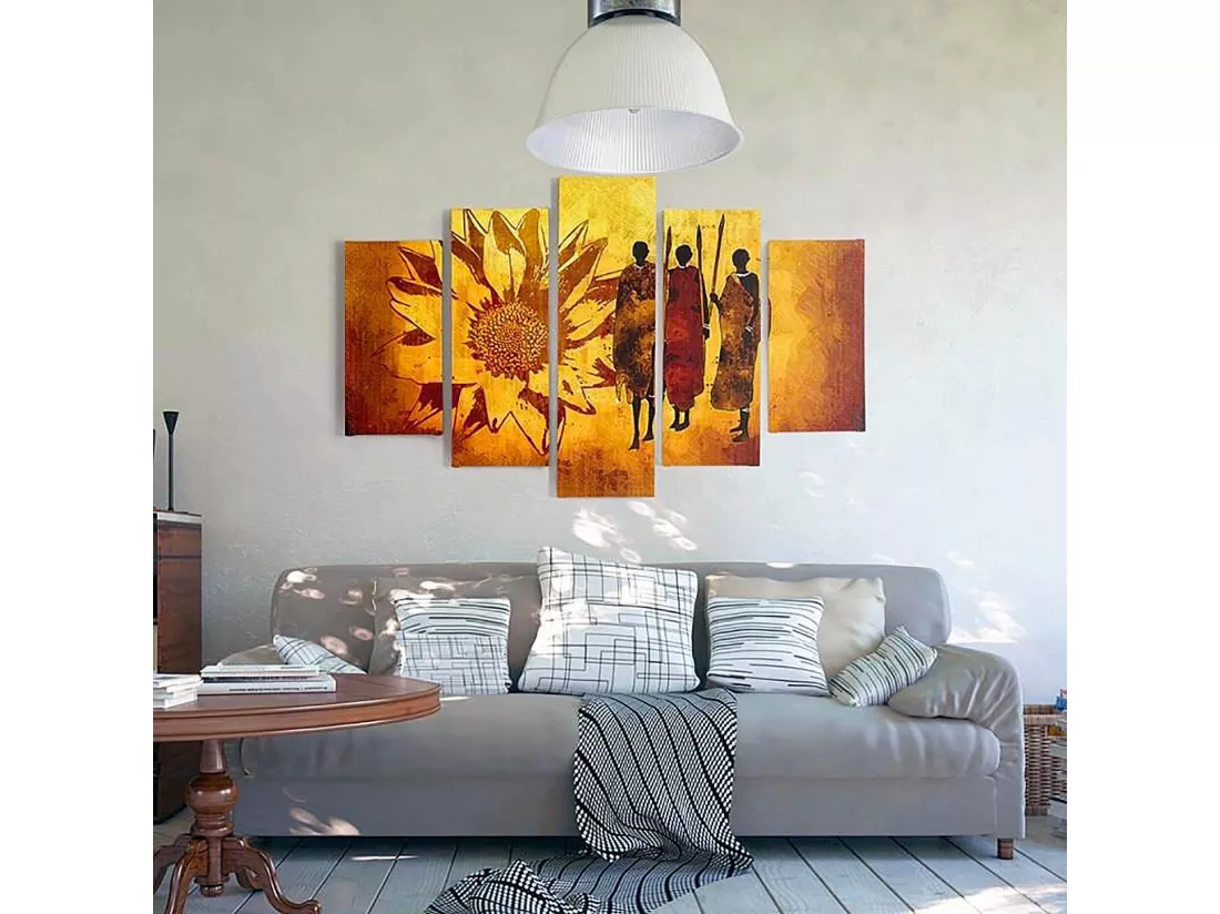 Tableau guerriers africains - 300 x 140 cm