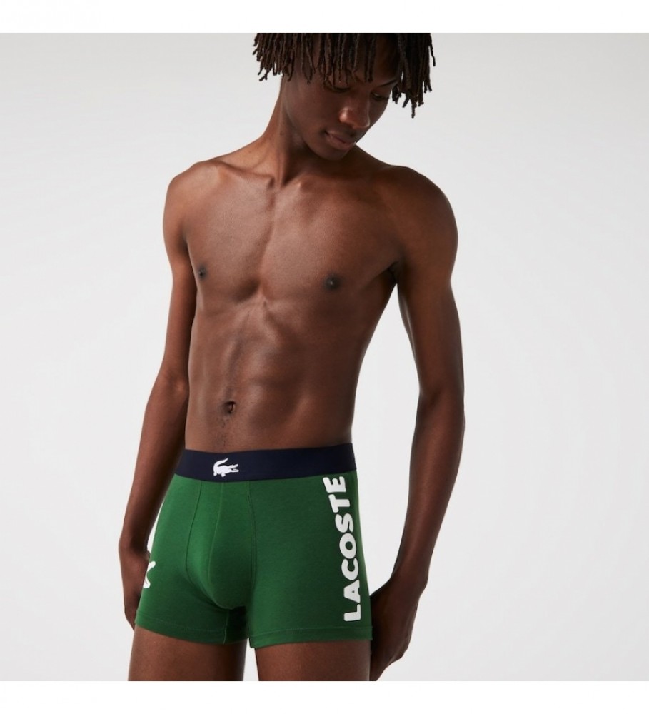 Conjunto de 3 cuecas boxer Lacoste 5H1803 verde, azul marinho e branca