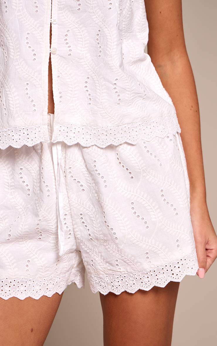 Blanc Ensemble Court Broderie Anglaise