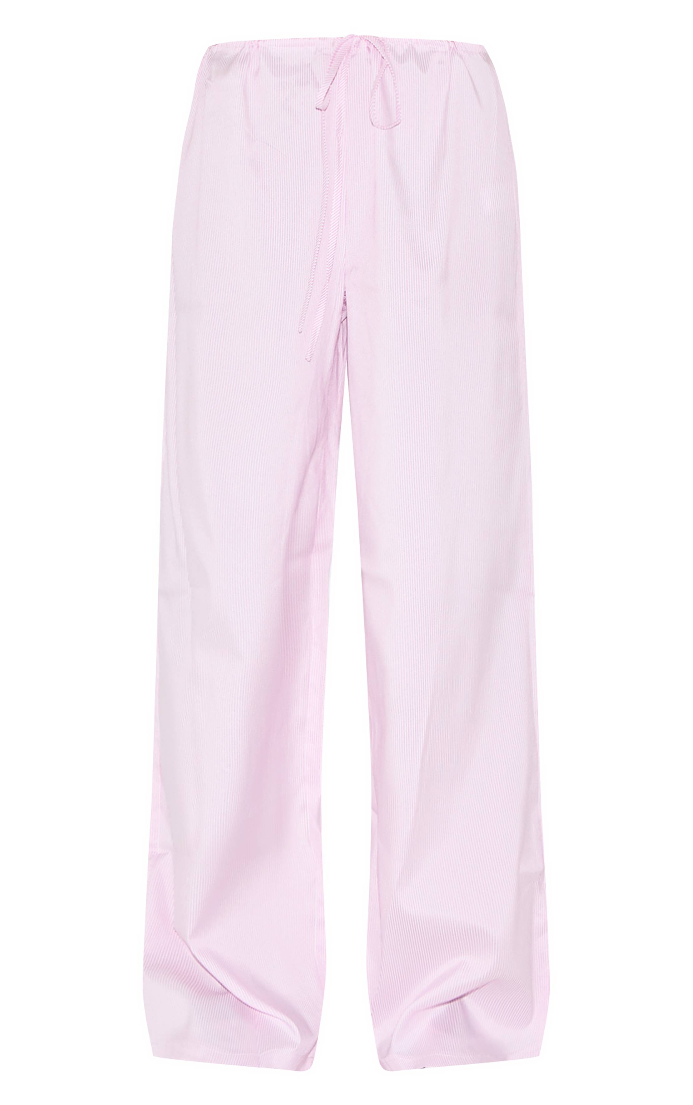 Rose Pantalon À Fines Rayures Taille Basse Avec Cordon De Serrage