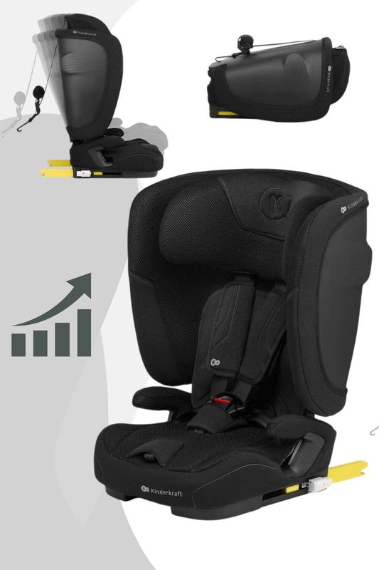 Kinderkraft FIX2GO - Autostoel - Zwart - ISOFIX - 76–150 cm - 5 Slaapstanden - SAFERIDE SENSOR
