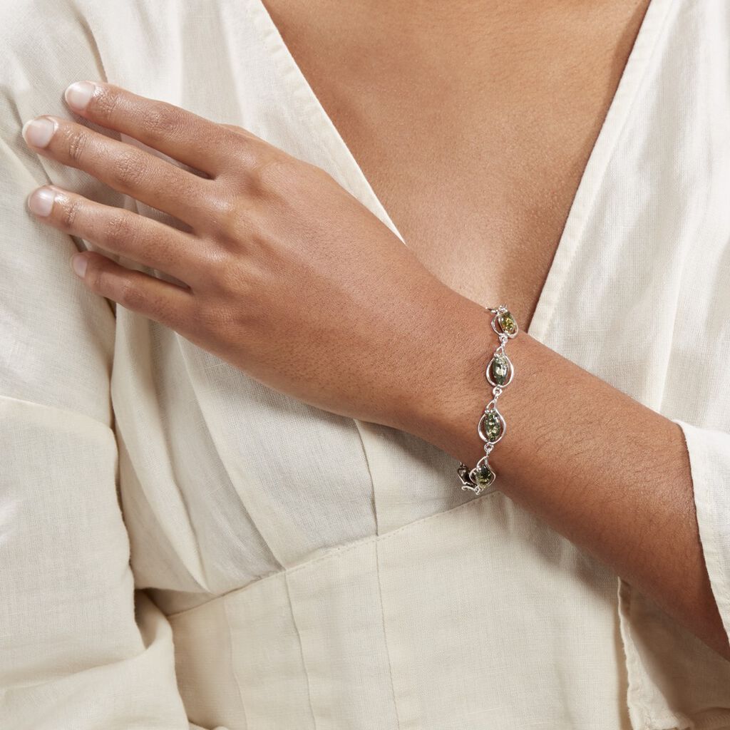 Bracelet Argent Blanc Marie-pauline Ambre