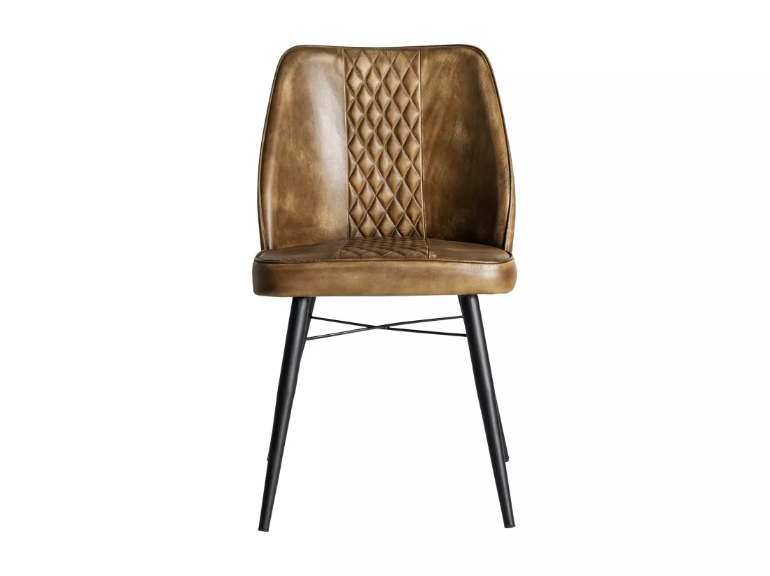 Chaise en peau camel en 48x48x82 cm