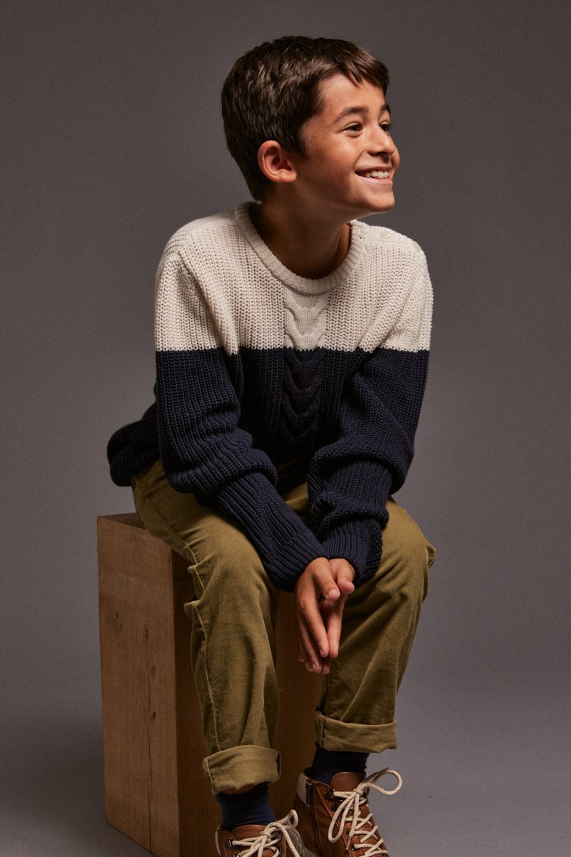 Pull à torsades Kids - coton et laine