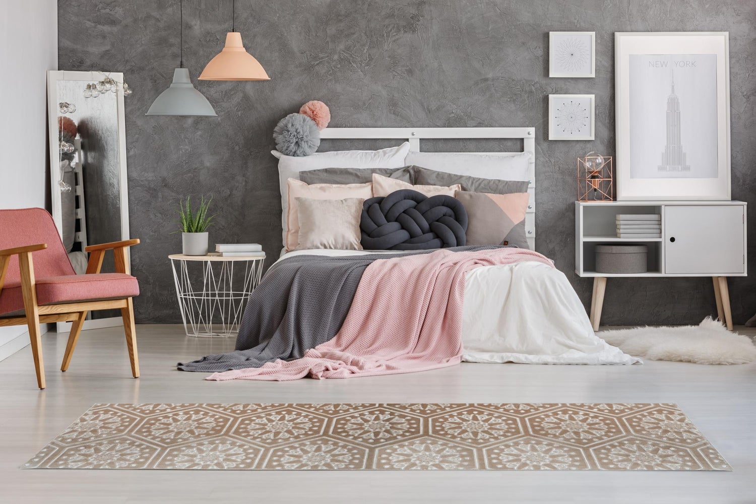 Kortpolig vloerkleed Blissique Taupe Modern, Klassiek 80 x 300 cm