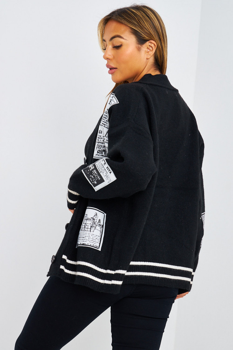 Gilet en mailles noir à patch