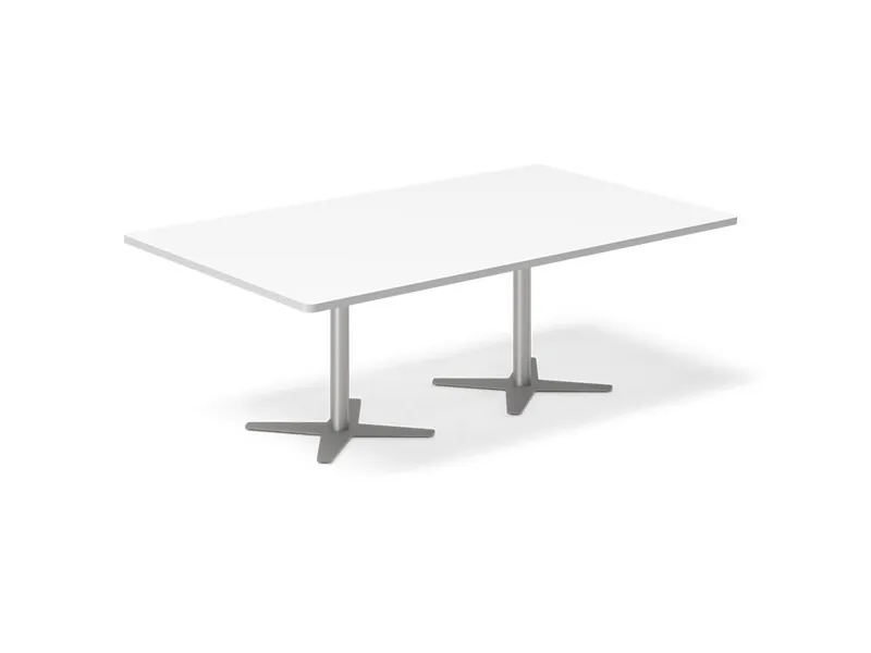 Konferencebord DNA rektangulært 5000x1200mm hvid, hvidt understel
