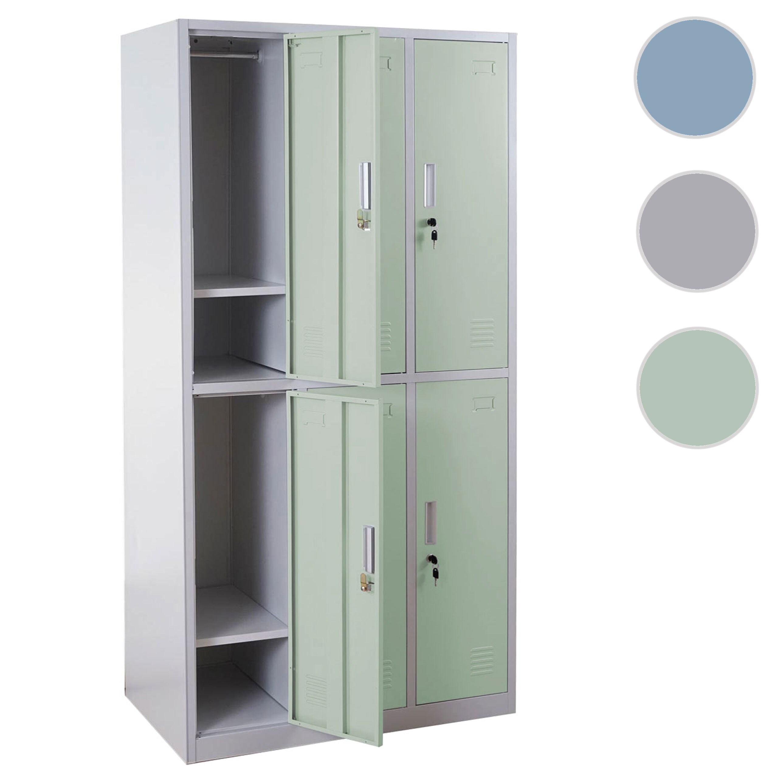 Schließfach Preston T829, Schließfachschrank Wertfachschrank Spind, Metall 6 Fächer ~ grün