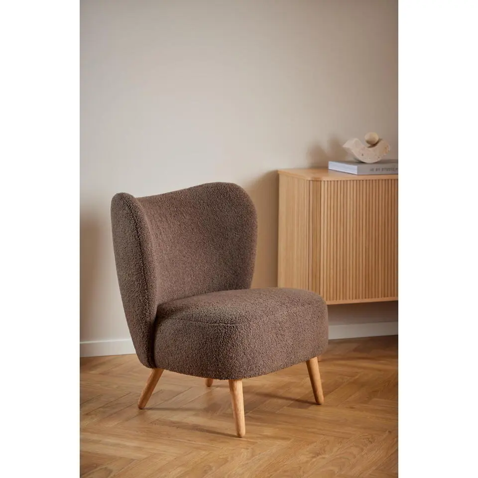 Fauteuil Bruin Stof - Zithoogte 45cm - 71x75x80cm - Ellie