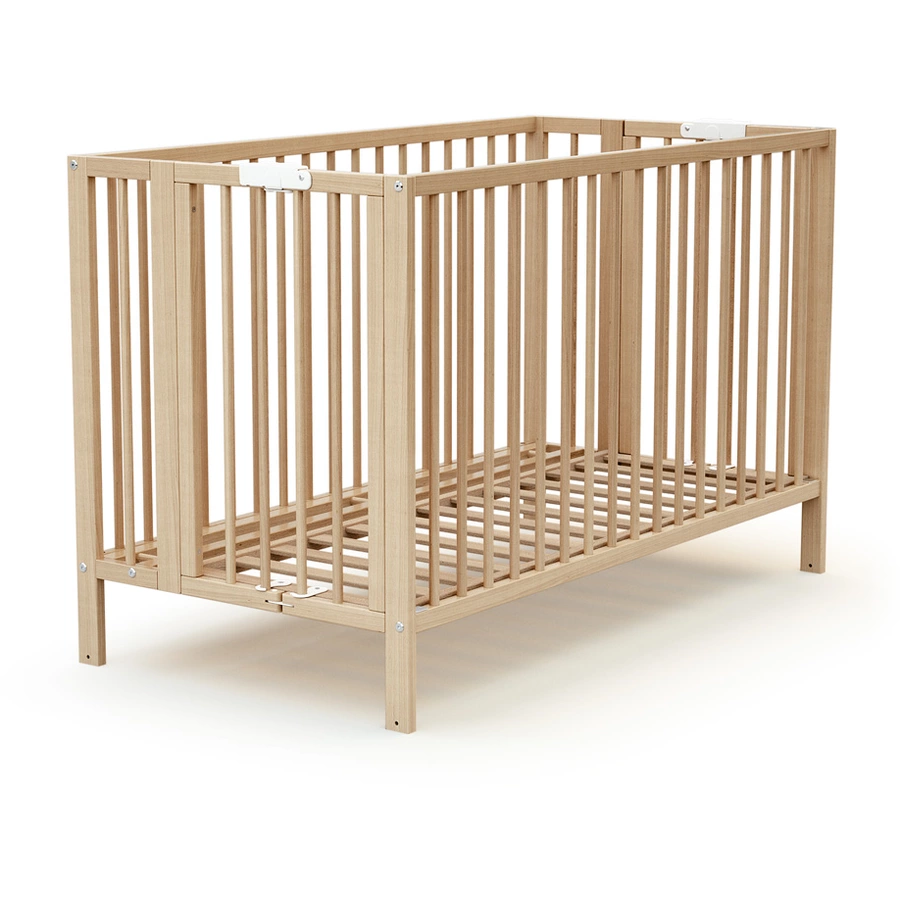 AT4 Babybett mit Rollen klappbar ESSENTIEL Buche lackiert 60 x 120 cm