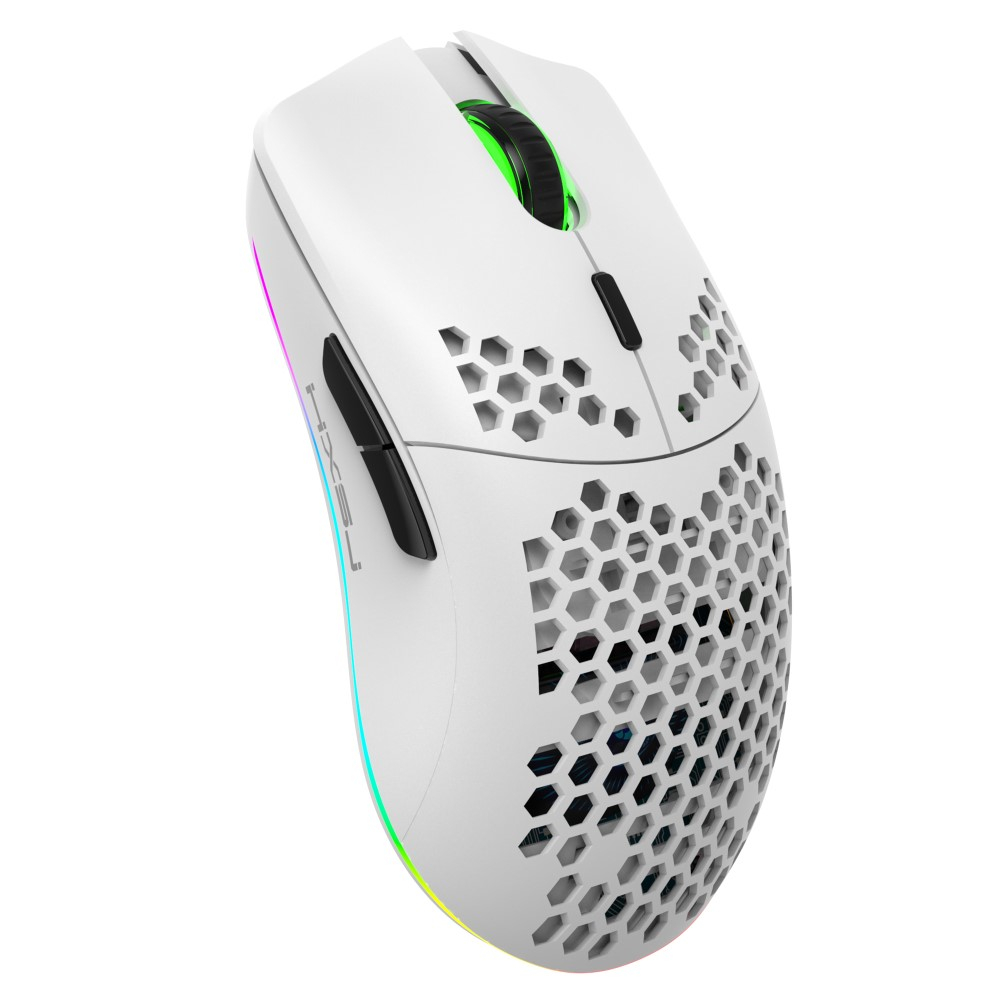 Optische Wireless Gaming Maus mit 3600 DPI   USB Dongle mit RGB LED Beleuchtung - Weiss