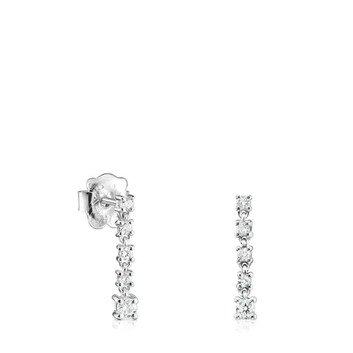 Brincos curtos de ouro branco com riviera de diamantes