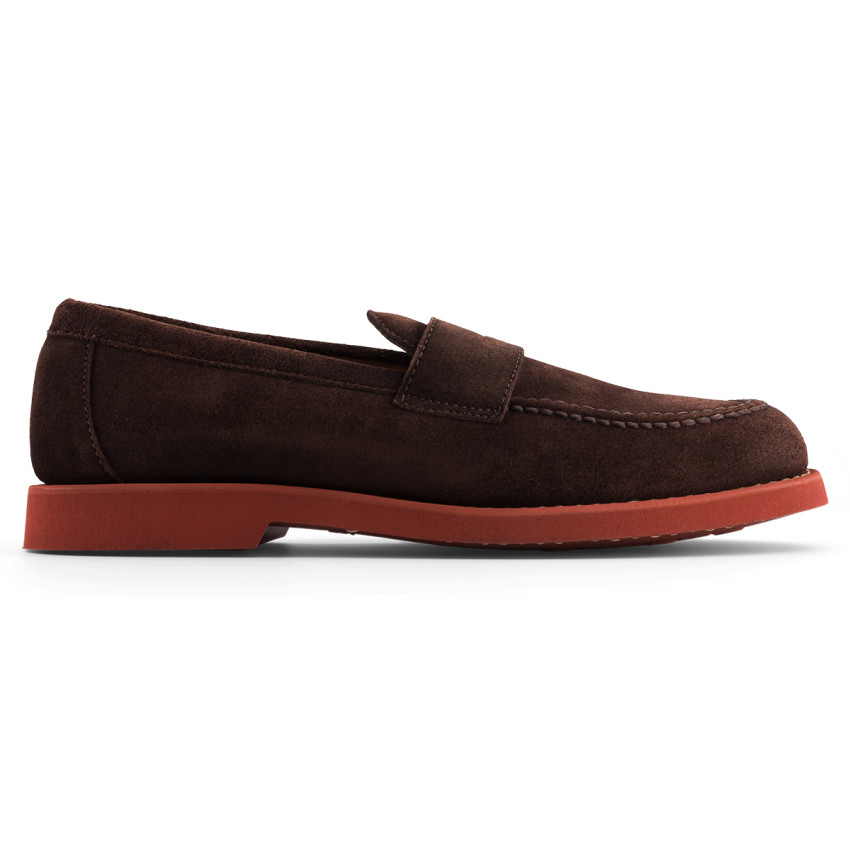 RYAN SUEDE POLARIS DK BROWN - RED CHILY PEPPER MOCASSIN-Mocassin pour homme en suede