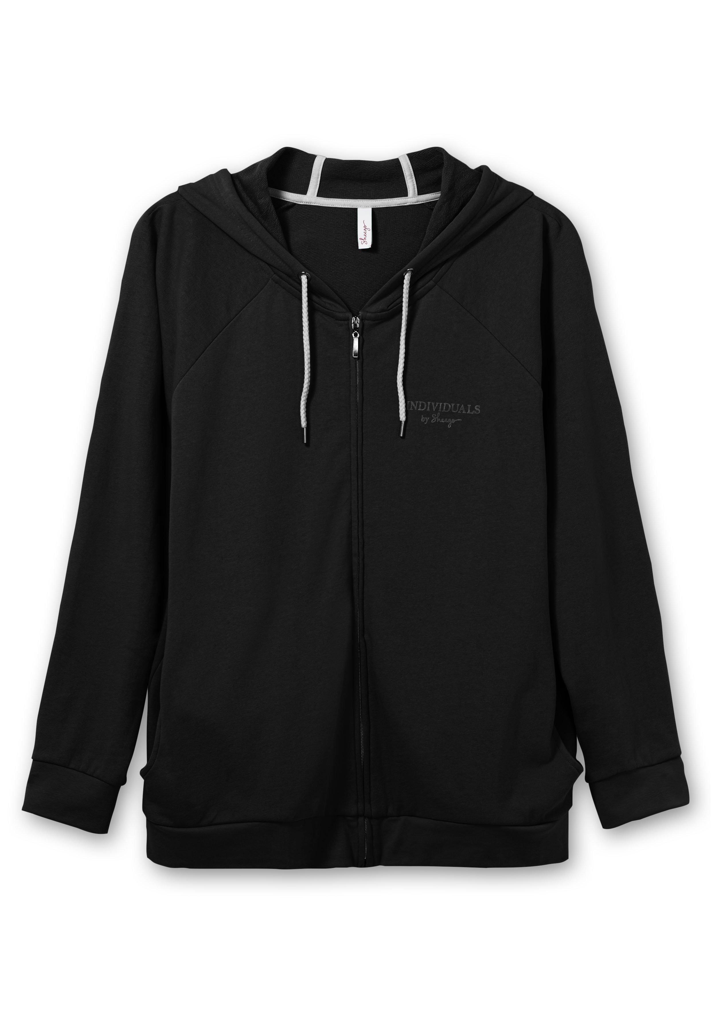 Sweatjacke mit Kapuze und kleinem Brust-Print