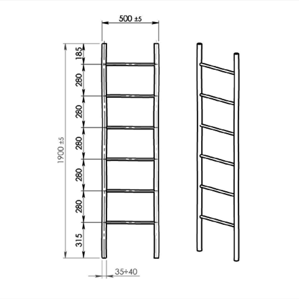 Sapho Bambus ladder bamboe 50x190cm