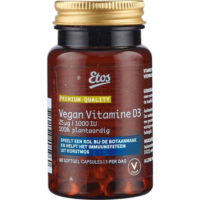 Etos Premium Vegan Vitamine D3 25ug 1000IU 60 stuks