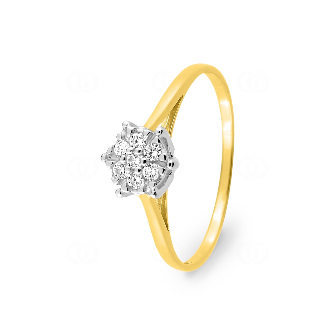 Cluster Ring 375/9 K Gelbgold mit Zirkonia