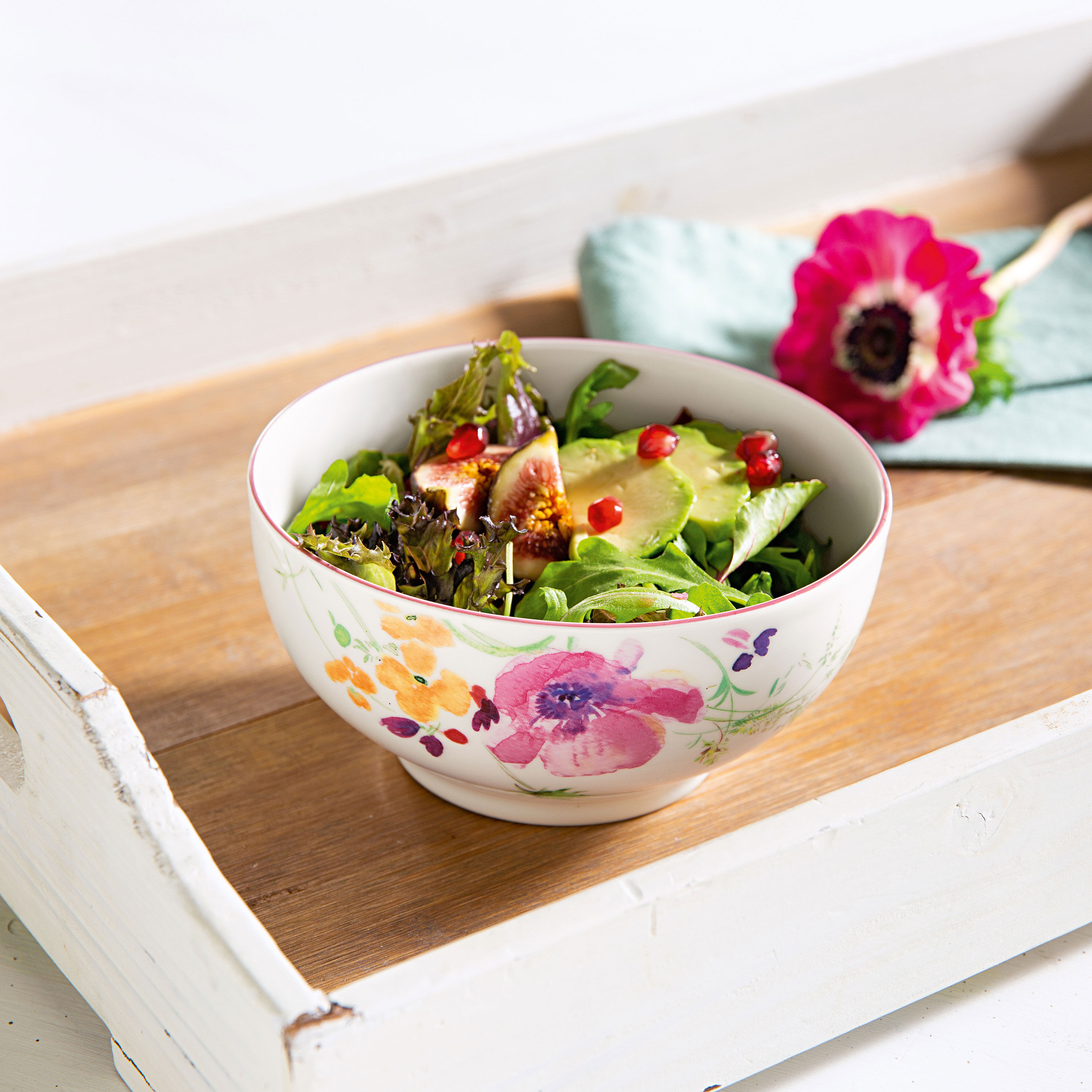 Mariefleur Cereal bowl Multi-colored, 17 oz, Premium Porcelain