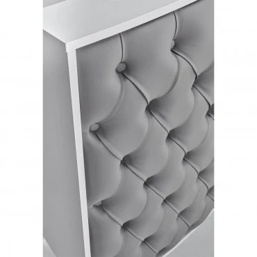 Caisse ROYAL II Matelassée avec Boutons Structure Blanche Gloss