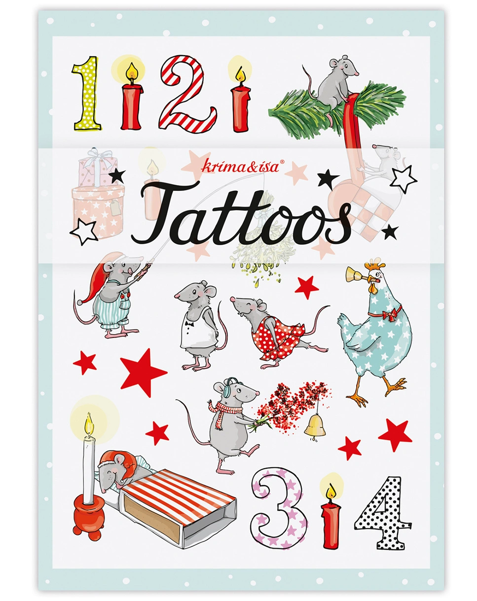 Klebetattoos WEIHNACHTSMÄUSE in bunt