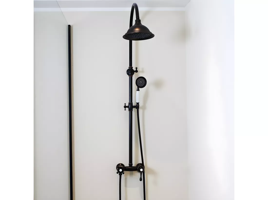 Leeds colonne de douche rétro noir vieilli mitigeur mécanique - Essebagno
