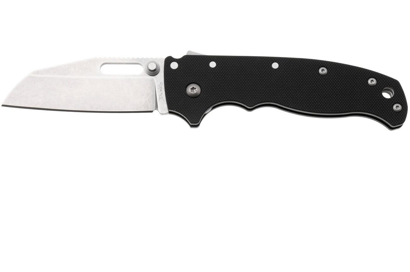 Demko AD20.5 Shark-Lock, Stonewashed D2 Shark Foot, 205-D2-BLKPPG10-SF, Black Peel Ply G10 zakmes