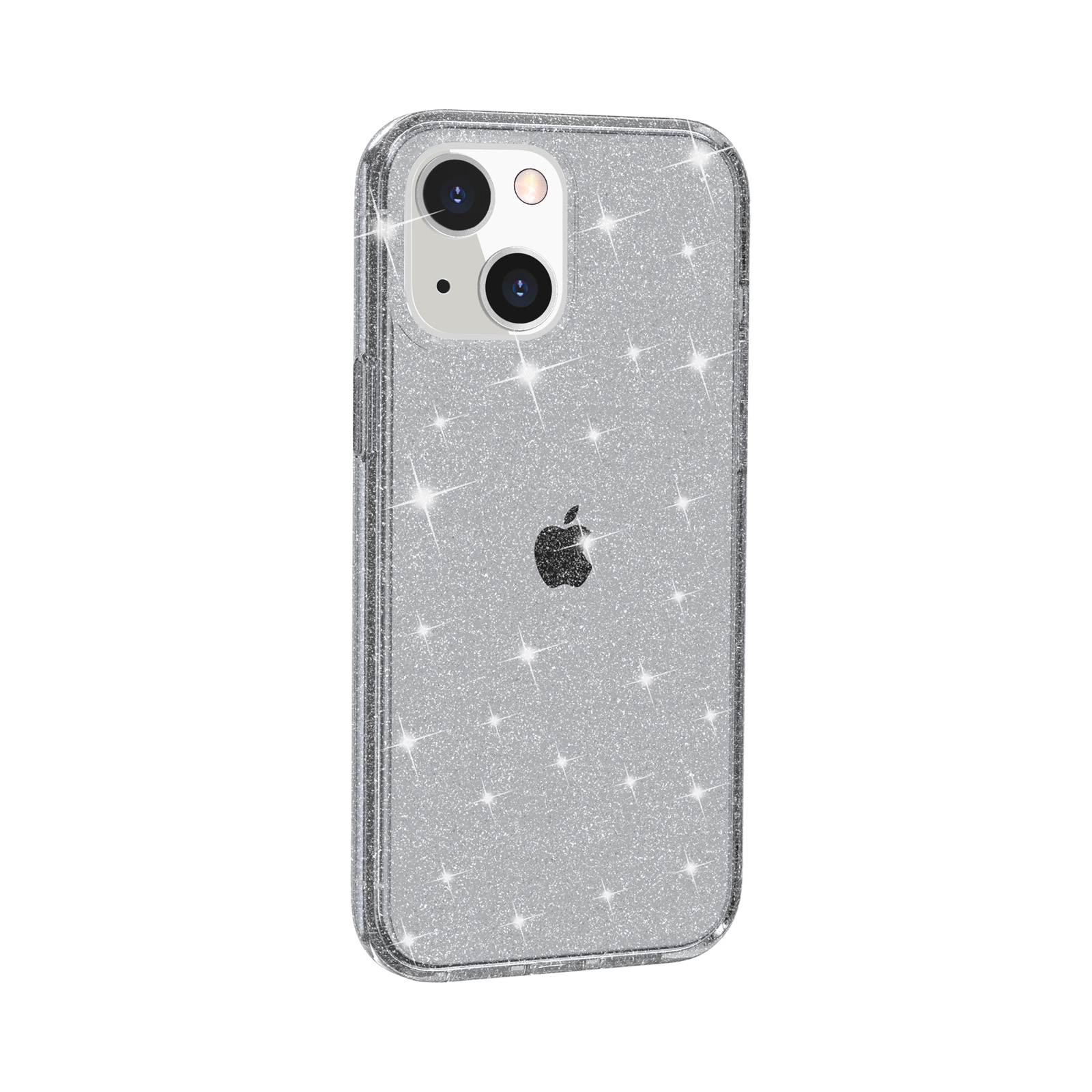 iPhone 13 Hybrid Hardcase Schutzhülle im Glitzer Design - Schwarz / Transparent