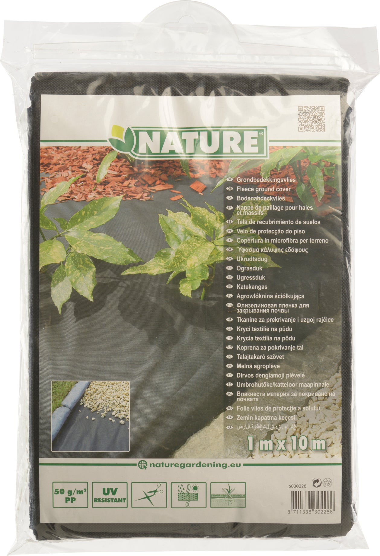 Nature grondbedekkingsvlies 1 x 10m 50 g/m² zwart