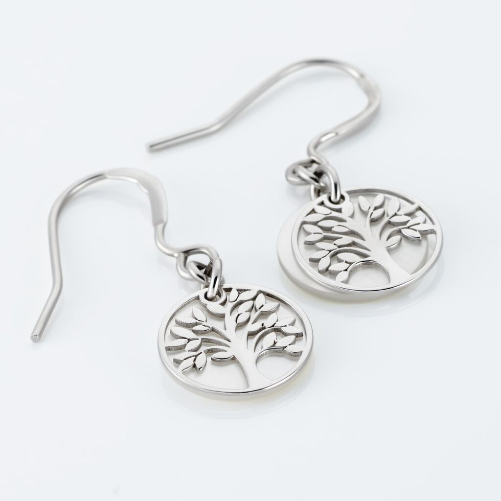 Boucles D'oreilles Pendantes Argent Blanc Sofee Nacress