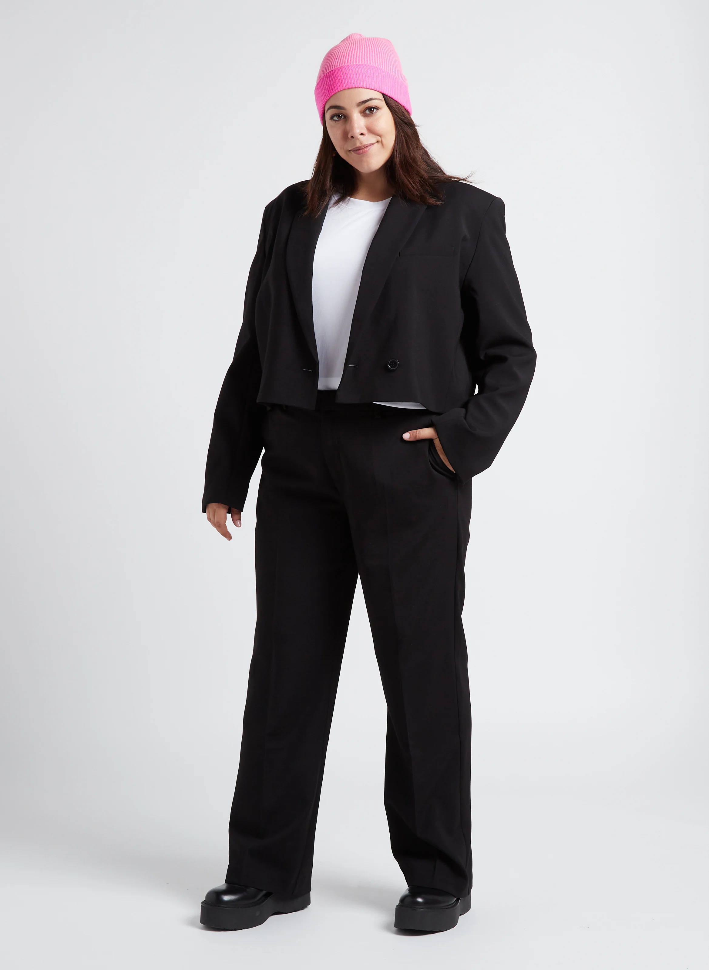 Veste de tailleur courte droite| Noir
