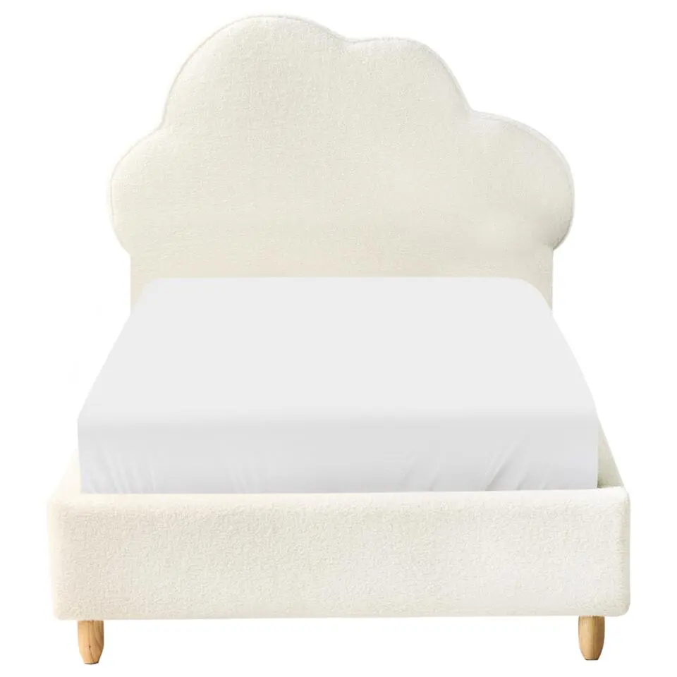 BELLEVUE - Eenpersoonsbed - Gebroken wit - 90 x 200 cm - Bouclé