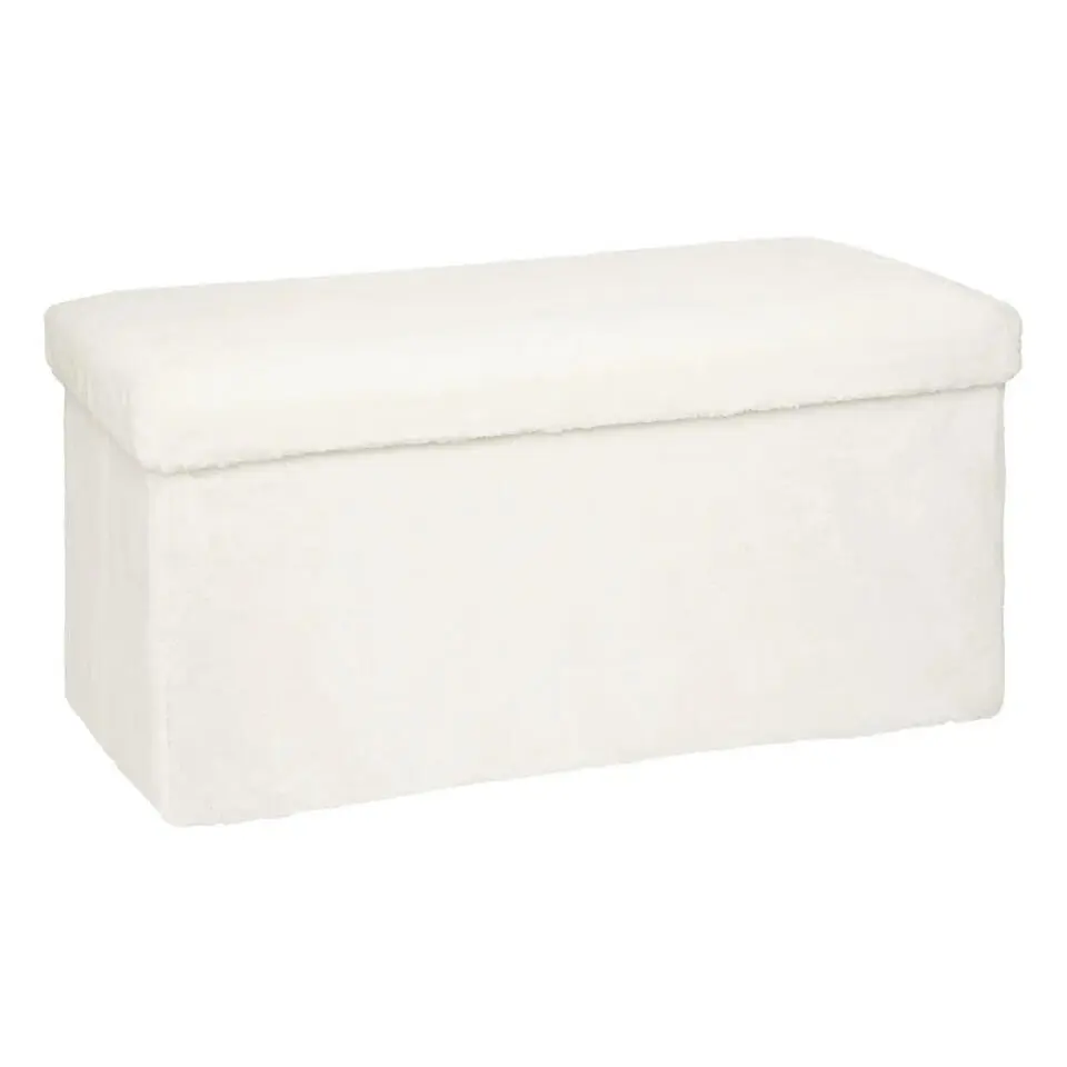Atmosphera Poef/hocker - opbergbox - wit - PU/MDF - 38 x 38 cm