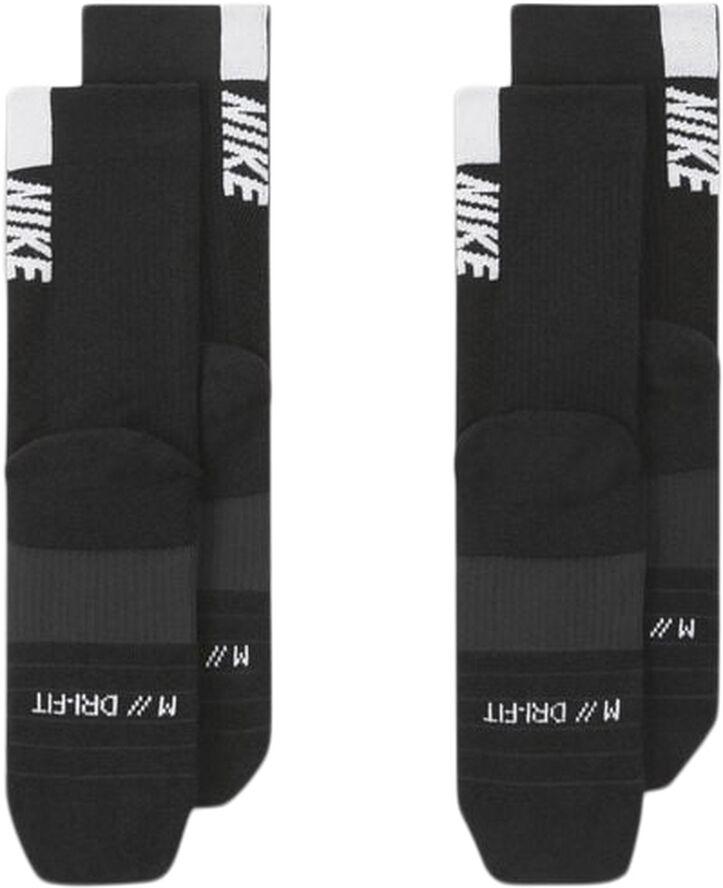 Nike Multiplier strømper, 2 par Sort