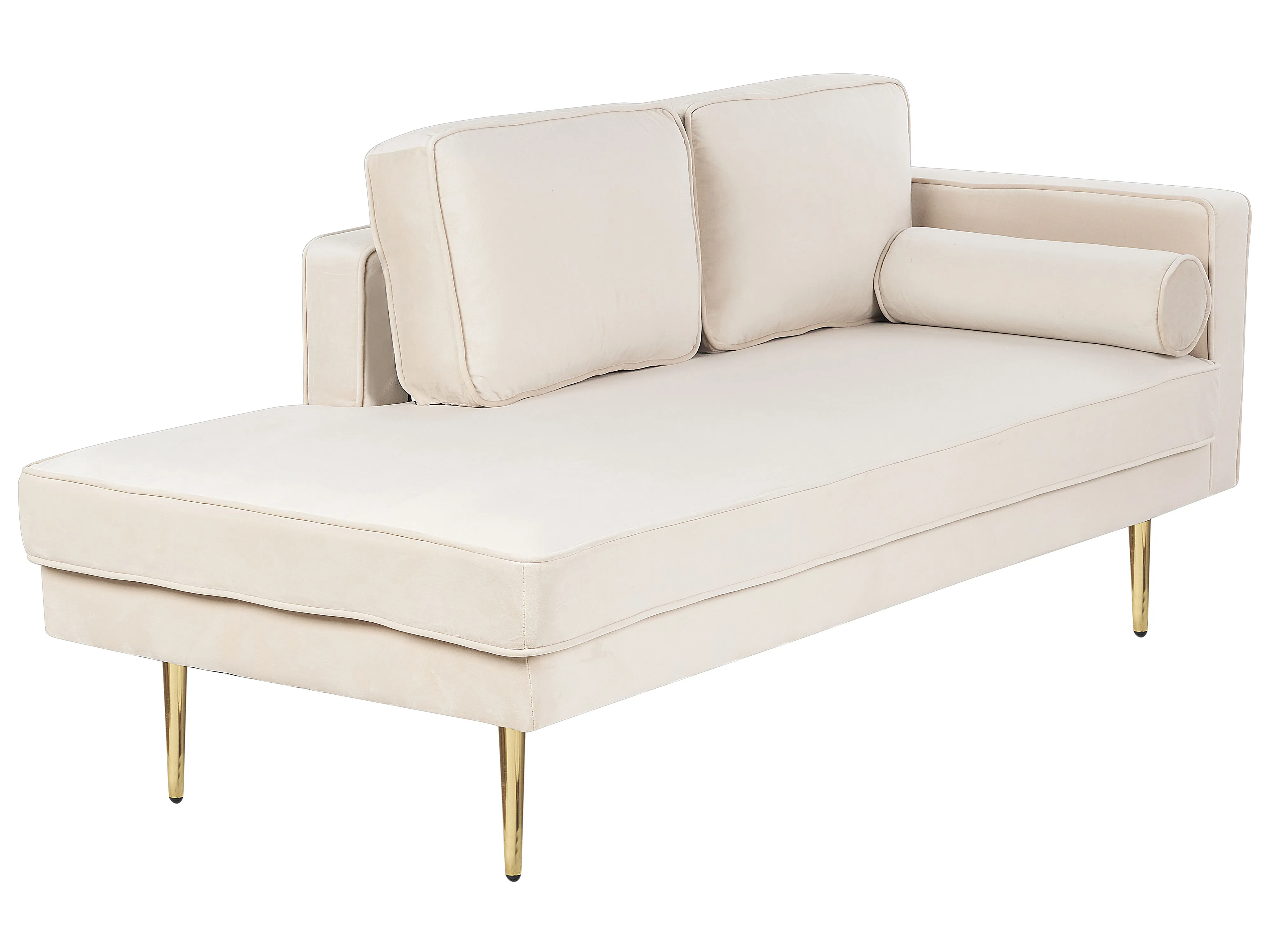 Rechtszijdige chaise longue MIRAMAS Fluweel Beige