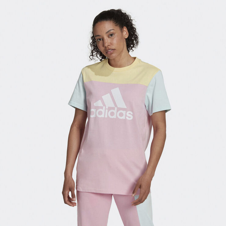 adidas Essentials Colorblock Logo T-Shirt Pink