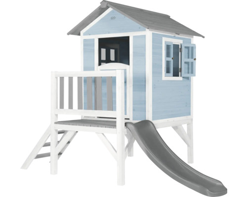 Speelhuis op stelten, axi Lodge, 240 x 167 cm, hout, blauw, inclusief zwarte glijbaan