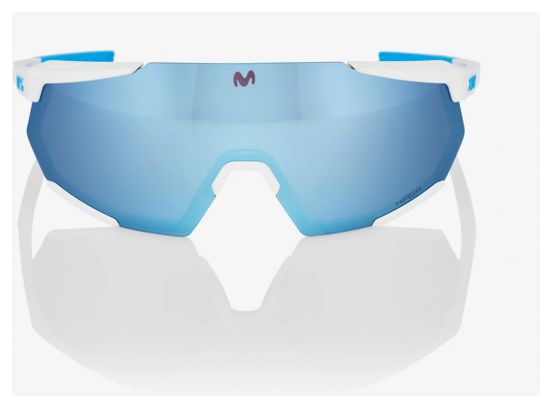 Lunettes 100% Racetrap 3.0 - SE Movistar Team Blanc - Verres Miroir Multicouche Bleu Hiper