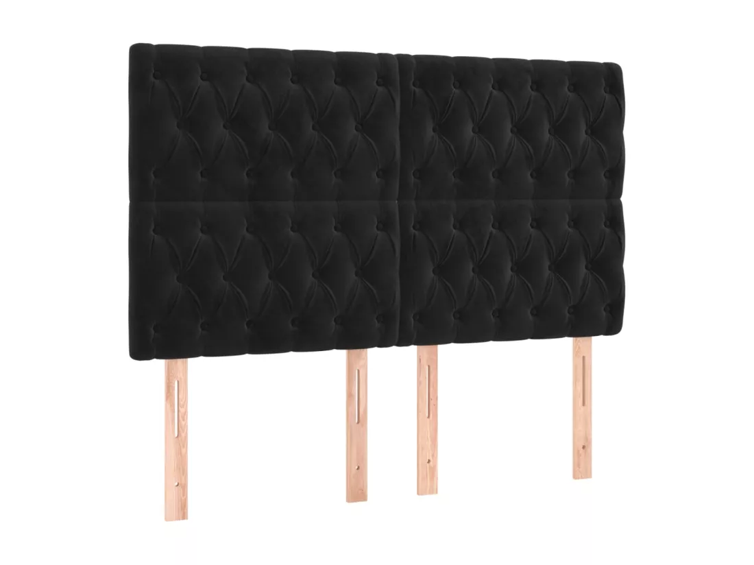Sommier tapissier avec matelas et LED Noir 180x200 cm Velours