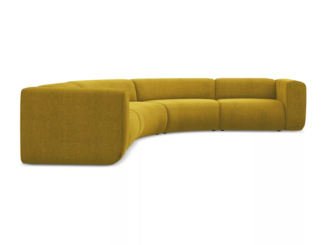 Canapé d'angle modulable en tissu chenille - moutarde - EKAHI