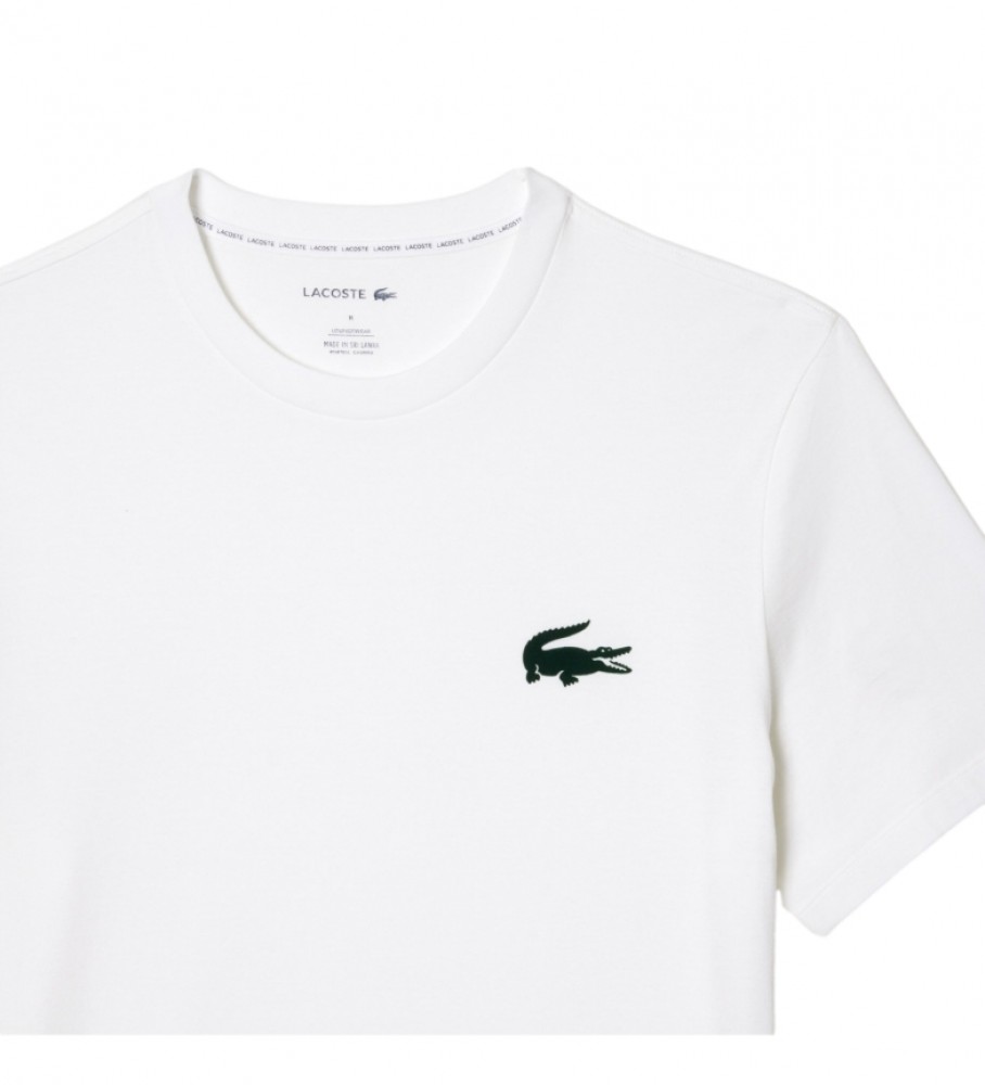 Camiseta Lacoste em malha de algodão reciclado, branca