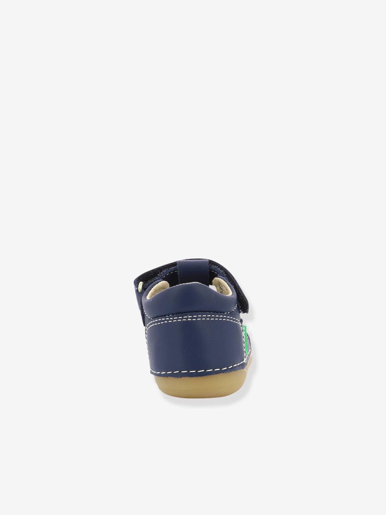 Sandálias de couro para bebê Sushy Original Softers KICKERS®, azul escuro liso