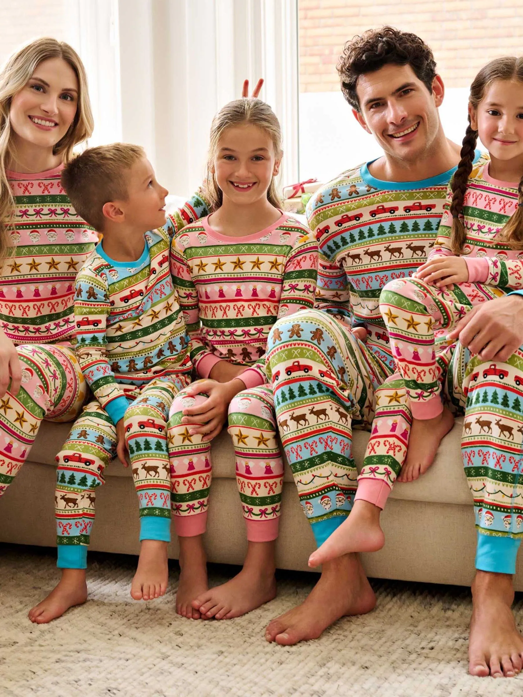 Hatley Pink Fun Fair Isle Christmas Women's Rib Cotton Pyjama Set