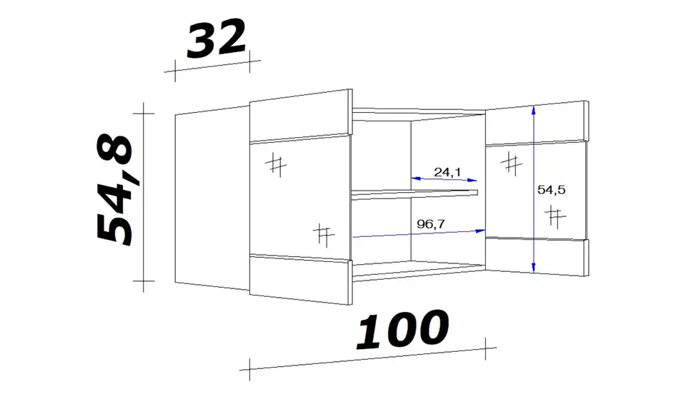 Glas-Hängeschrank Spa 100 cm