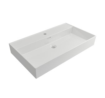 Plieger Kansas wastafel met 1 kraangat met overloop 80x46.6cm glans wit
