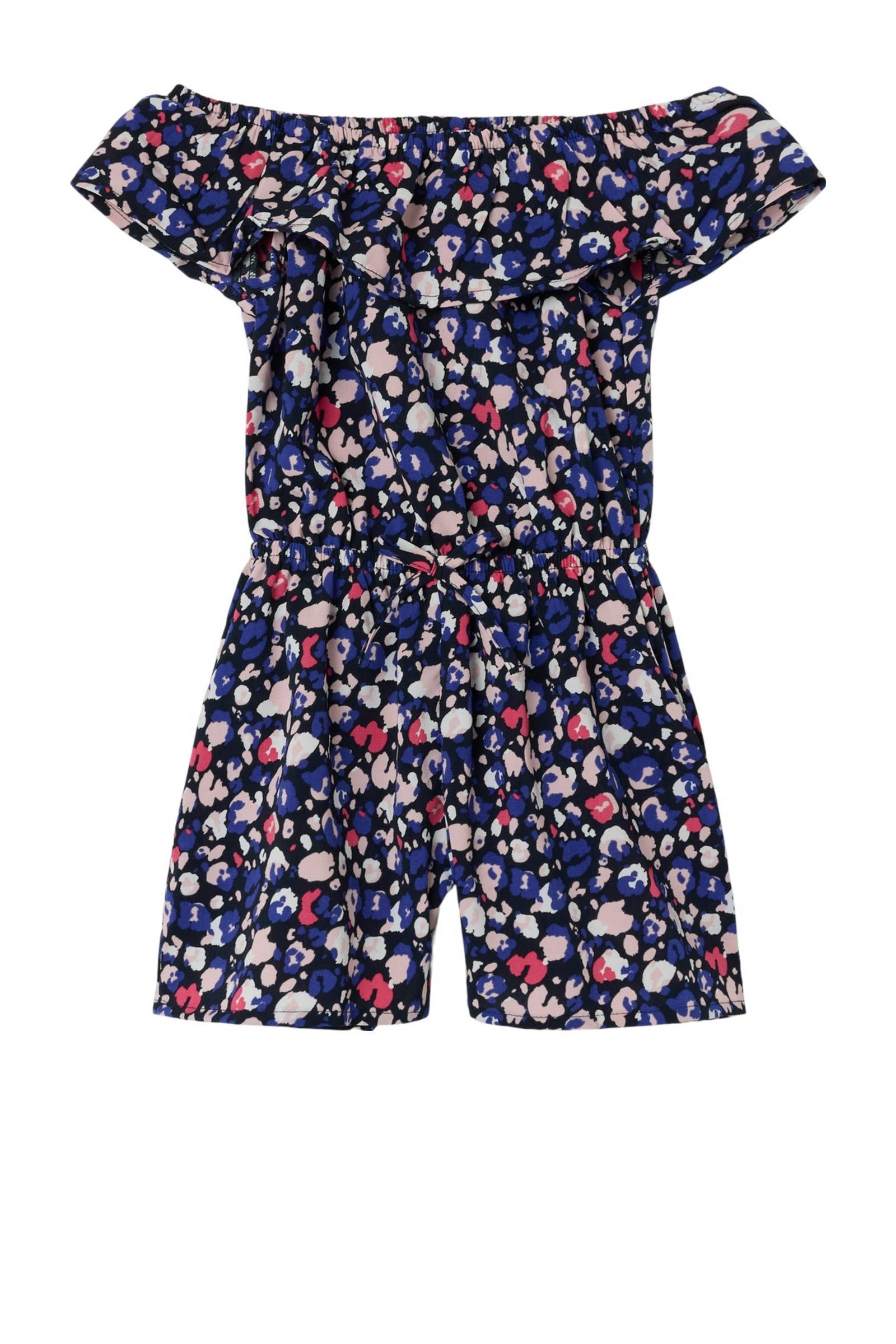 NAME IT gebloemde playsuit NMFVINAYA donkerblauw/roze/wit