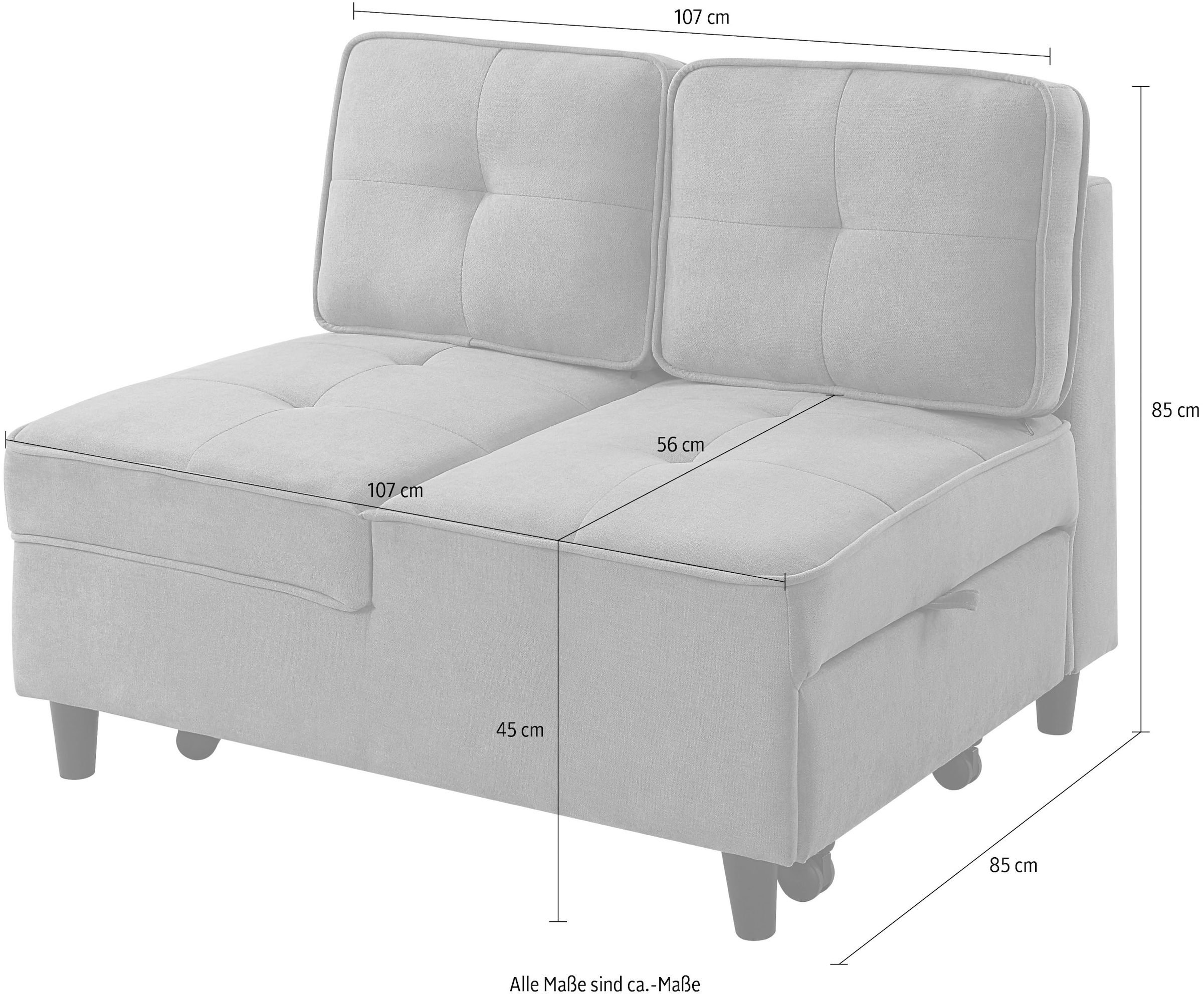 ATLANTIC home collection Schlafsofa »Freddy« wandelbar zum Loungesessel, Relaxliege und Gästebett, inkl. Kissen