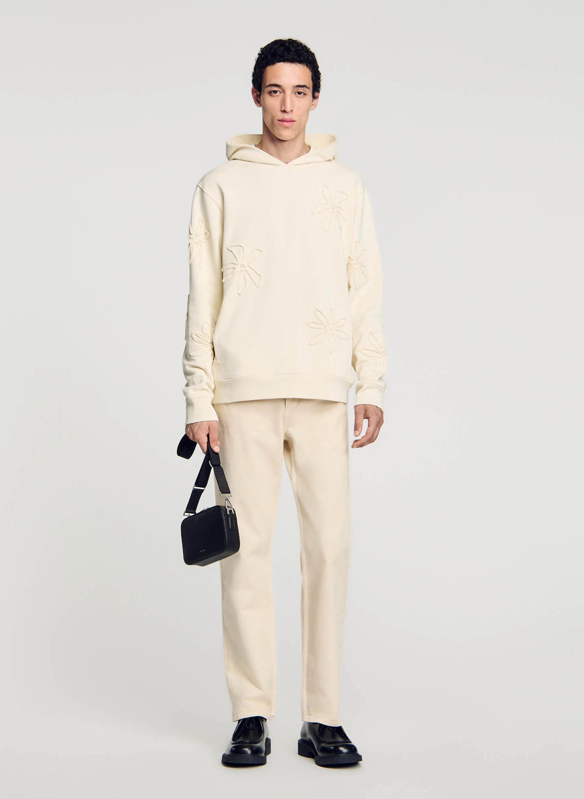 Sweat à capuche brodé en coton | Blanc