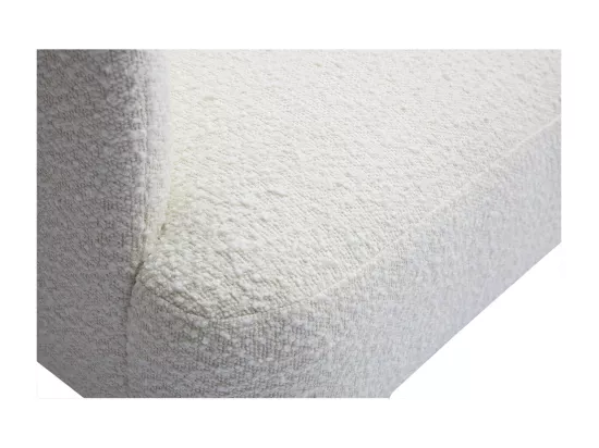 Canapé scandinave 2 places en tissu effet laine bouclée blanc et bois clair ISKO